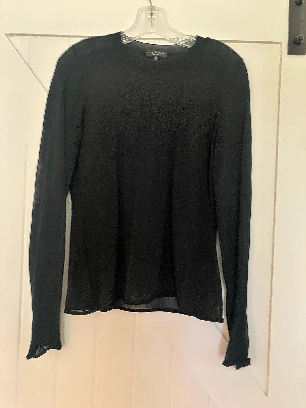 rag & bone Black Long Sleeve Mesh Top Size Medium